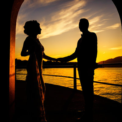 Vancouver Stanley Park Wedding portraits Sunset romance