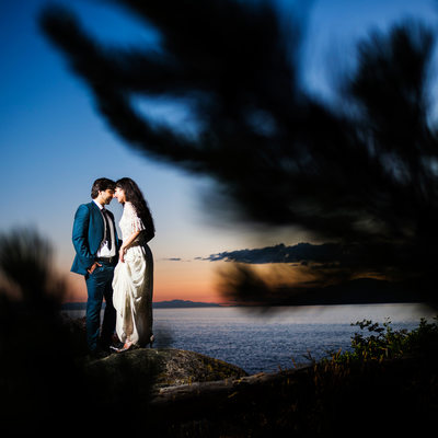 West Vancouver Lighthouse Park Sunset Wedding Portraits