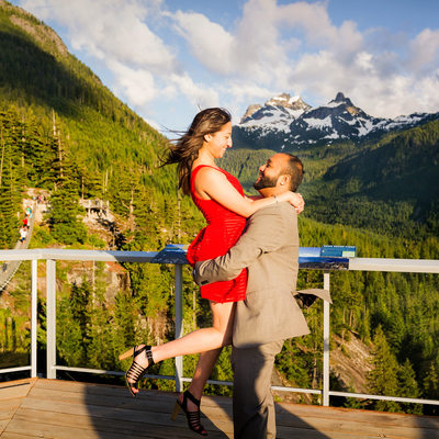 Sea To Sky Pre Wedding Photography shoot in red dress