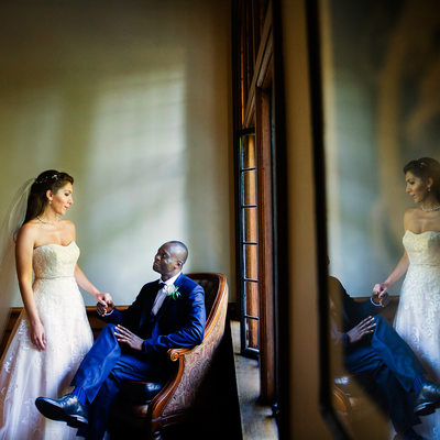 Brockhouse wedding portraits of bride and groom sitting