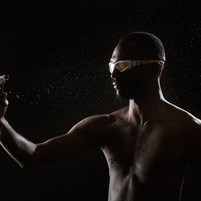 Water spraying Vancouver studio swimmer portrait photo