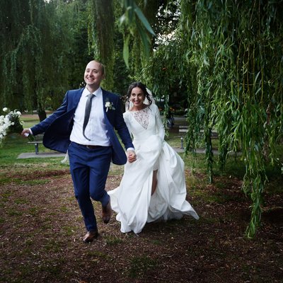 Vancouver Jewish couple after wedding ceremony in park