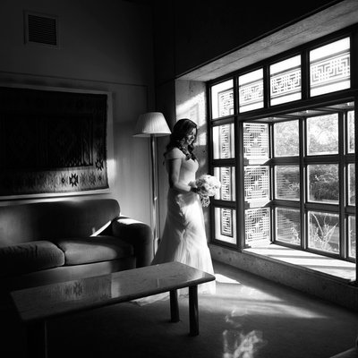 Vancouver Ismaili centre wedding bride at the window