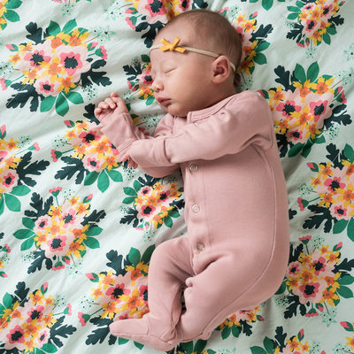 Pittsburgh Newborn Portrait Baby Girl on Floral Fabric