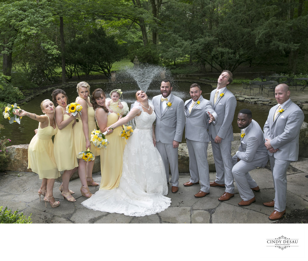 Bridal Party in Yellow Strikes a Pose in New Hope