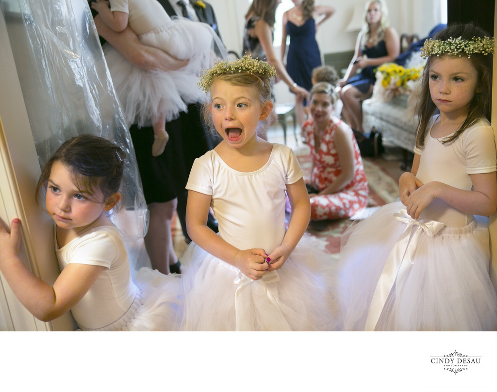 Expressive Flower Girls React to Seeing the Bride