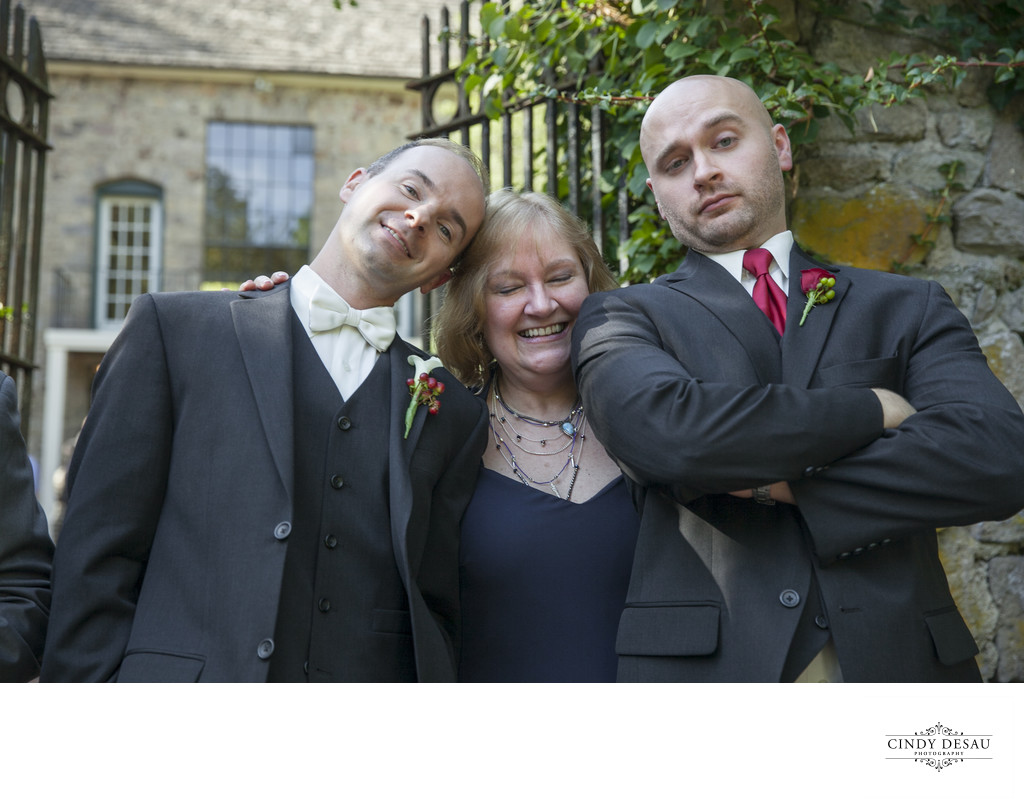 Fun Photo of Groom with Mom and Brother Wedding Photos