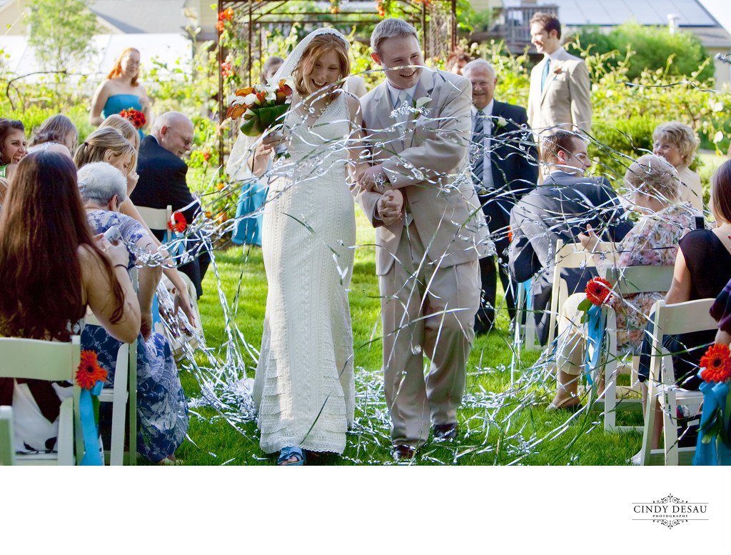 Confetti Recessional at Crossing Vineyards Wedding Photo