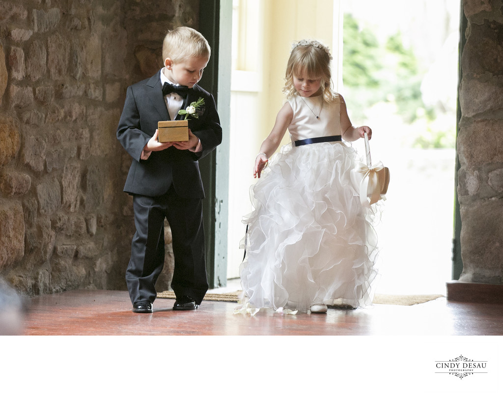 Timeless Moment of Ring Bearer and Flower Girl Processional Photo