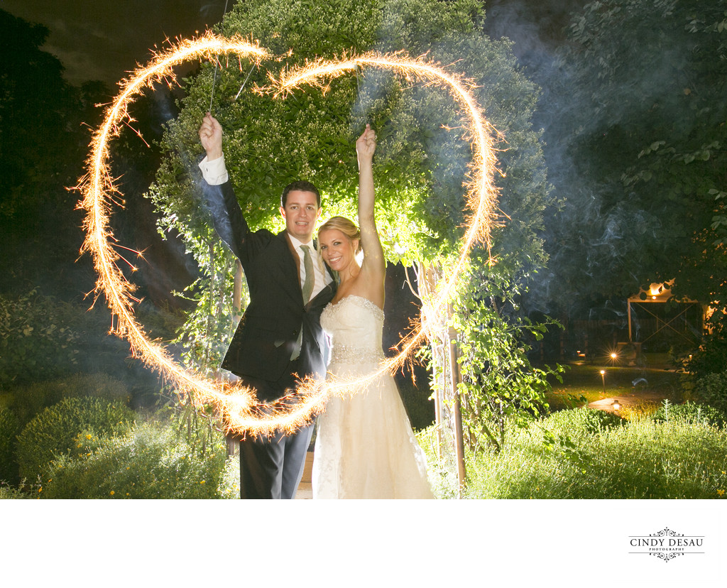 Perfect Heart Wedding Sparklers Photo at Crossing Vineyards