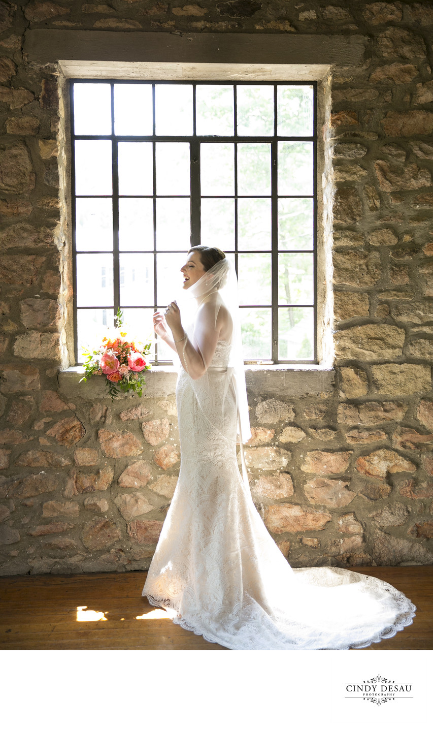 Candid Photo of Bride at Holly Hedge