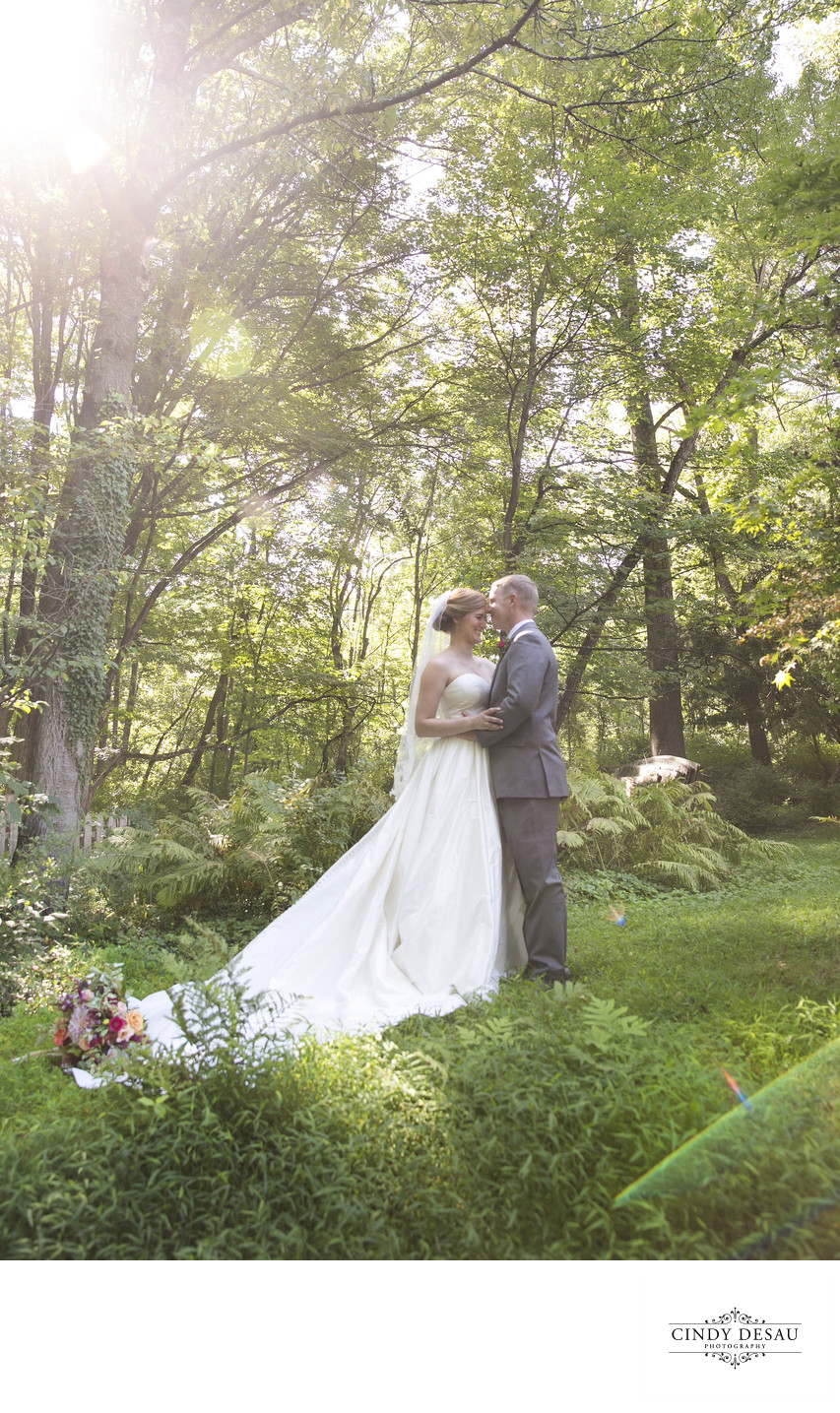 Bride and Groom Surrounded by Nature Photo