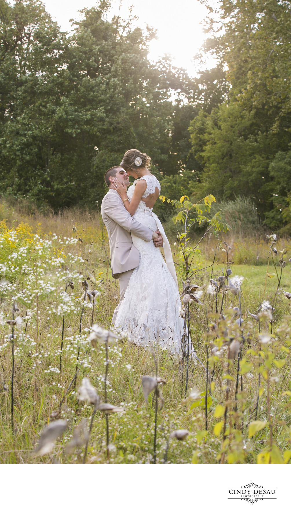 Wedding Kiss in a Field in New Hope