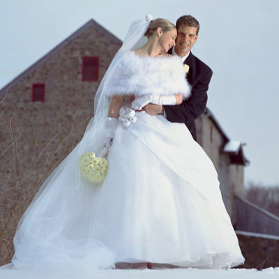 Graeme Park Horsham Wedding Couple in the Snow Photo
