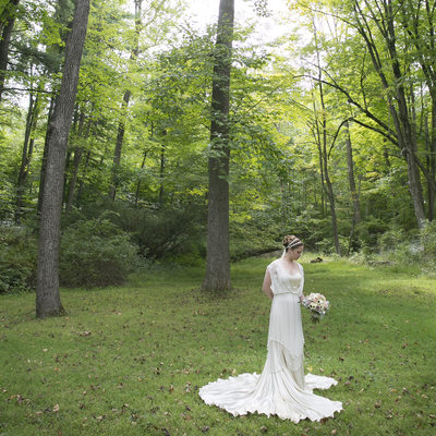 Bride's Quiet Moment in New Hope Meadow Wedding Photo