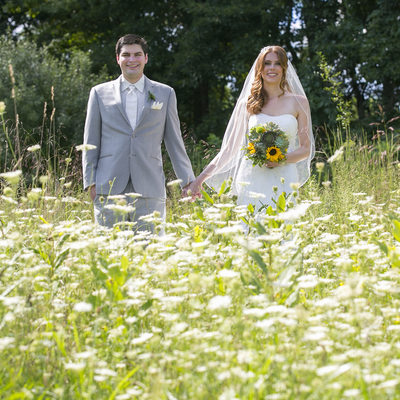 Whimsical Groom and Bride in New Hope Flower Field Photo