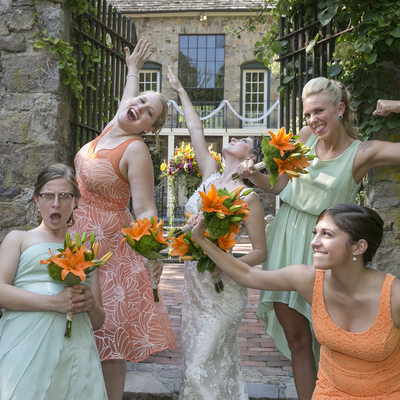 Super Fun Bridesmaids Photo at Holly Hedge Courtyard