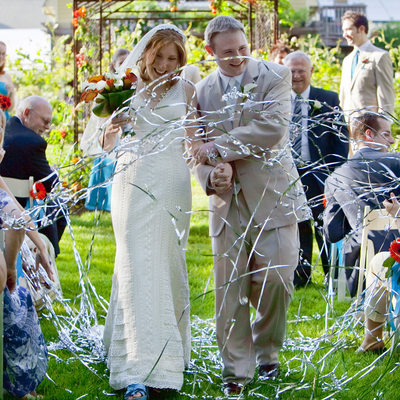 Confetti Recessional at Crossing Vineyards Wedding Photo