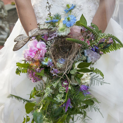 Unique Bridal Bouquet with Bird's Nest Photograph