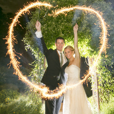 Perfect Heart Wedding Sparklers Photo at Crossing Vineyards