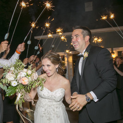 Sparkler Exit for Elated Bride and Groom in New Hope Pic