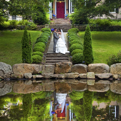 Holly Hedge-pond-reflection-bride-groom-colorful