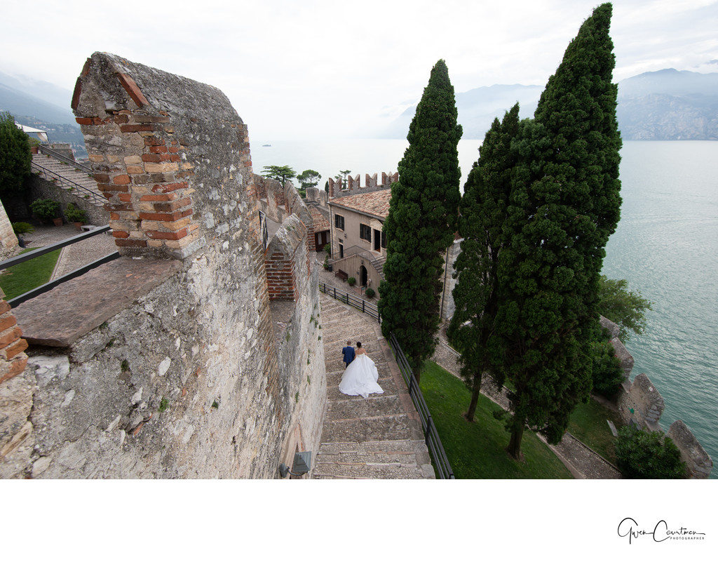 Malcesine Castle, steps in the castle , Lake Garda, IT