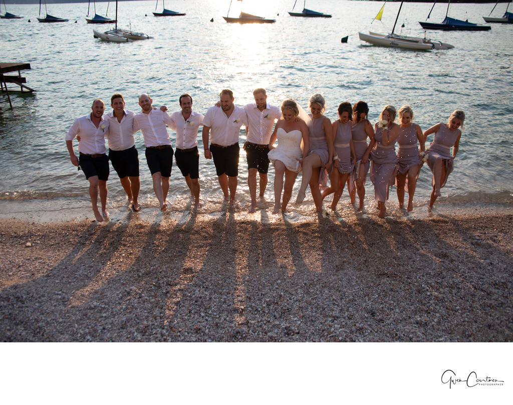 Wedding Party on the beach, Lake Garda, Italy