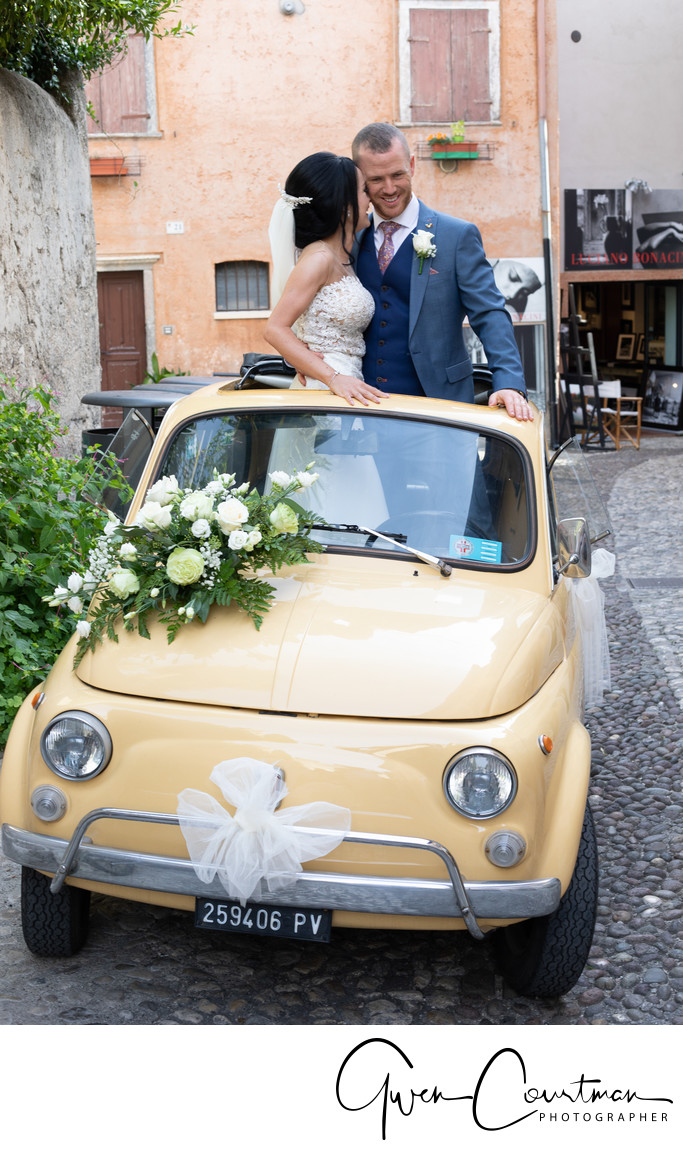 Wedding Car Fiat 500, Malcesine bride and groom, Italy - Weddings ...