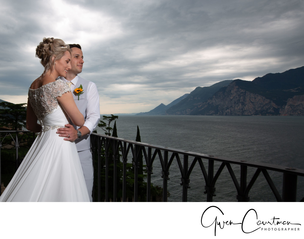 Emma and Darren, Malcesine Castle Bridal Couple, Italy