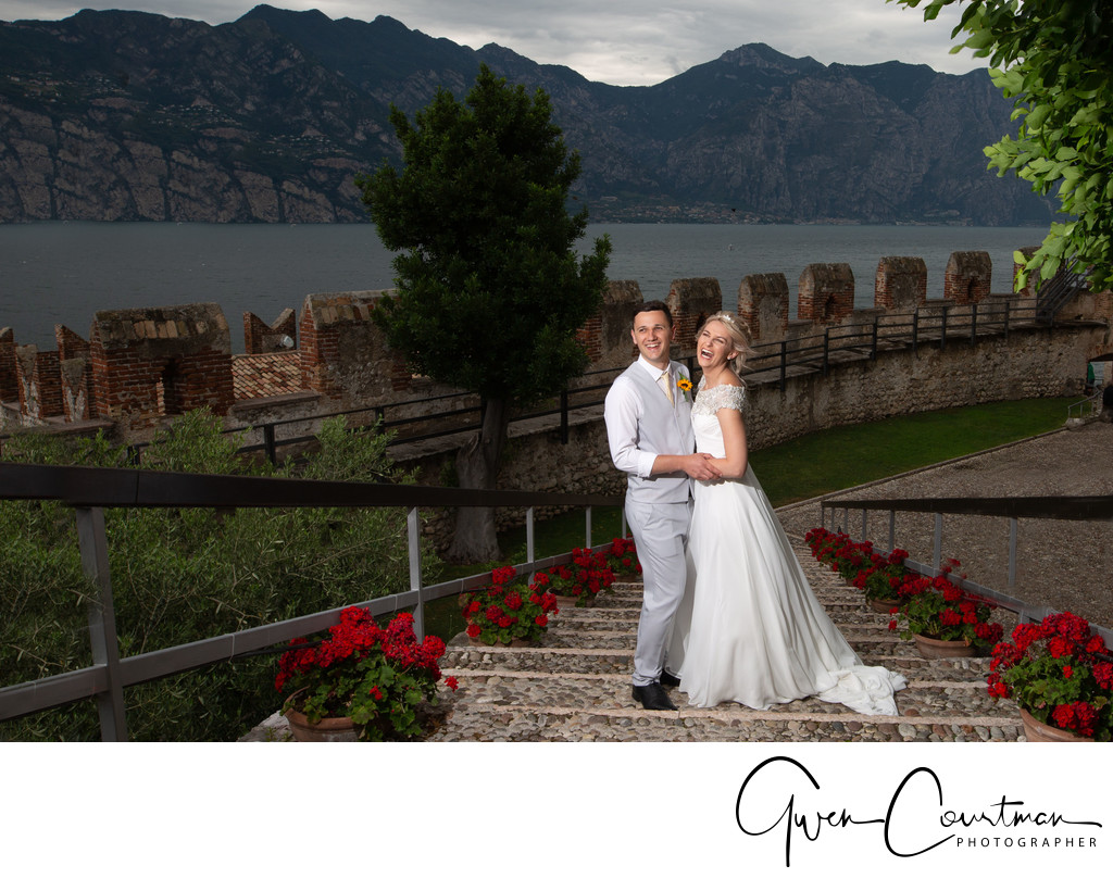 Emma and Darren, Malcesine Castle Steps Lake Garda