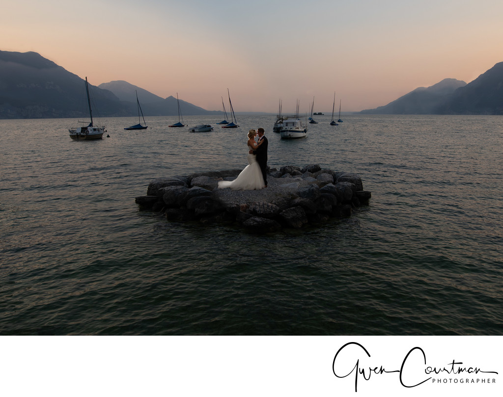 Romantic wedding photography in Italy, Lake Garda.