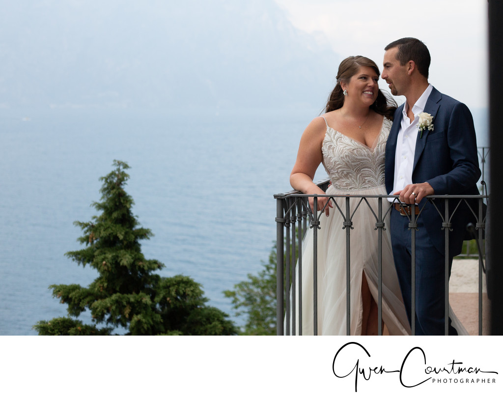 Kirsten and Justin, Balcony shots in Malcesine, Italy