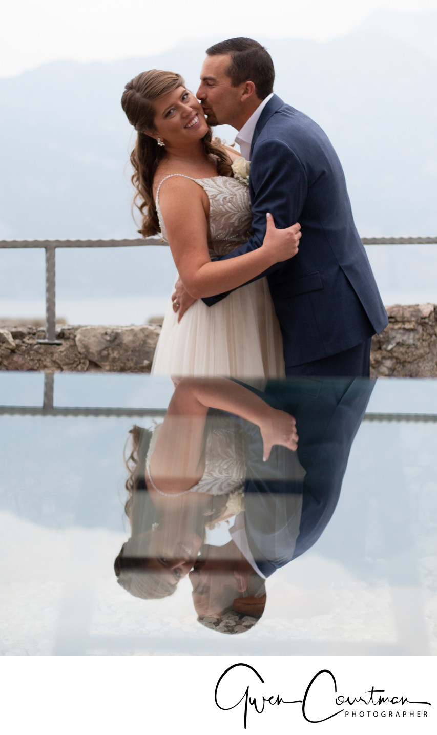 Justin and Kirsten, Malcesine Castle, Terrace, Italy