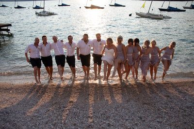 Wedding Party on the beach, Lake Garda, Italy