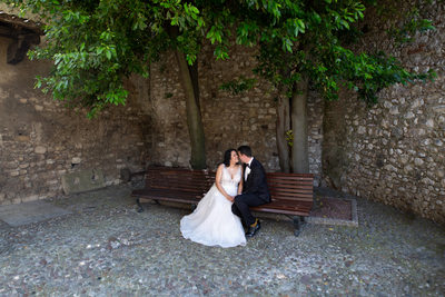 Under the trees in Malcesine Castle Grounds. 