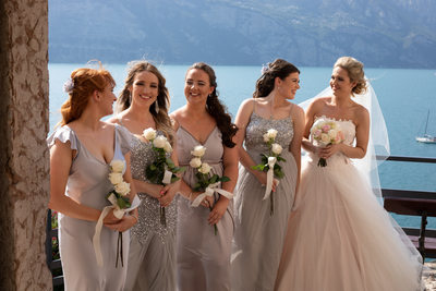 Beautiful wedding girls in Malcesine Castle