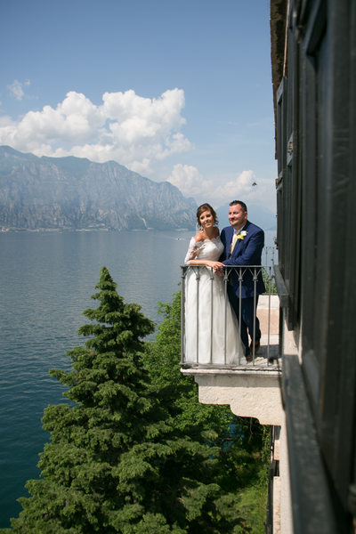 Sophie and Gareth, Balcony of Malcesine Castle, Italy
