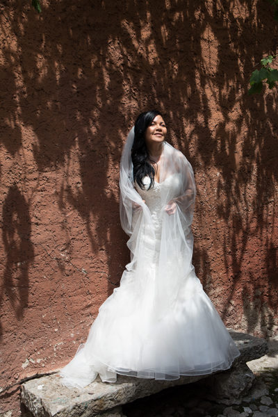 Bride in the shadows, Malcesine Castle.