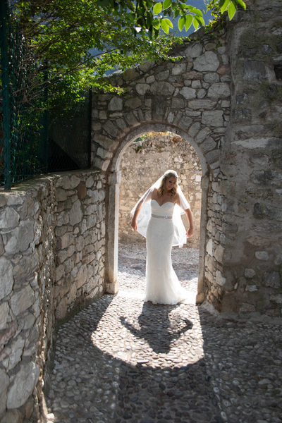 Bride in an Archway in Malcesine, Lake Garda,Italy