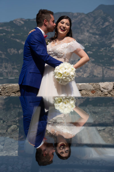 Happy Bride Tina with John, Malcesine, Italy