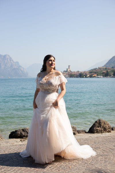 Bride by the lakeside, Malcesine , Italy.
