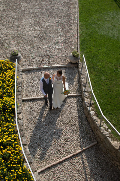 Carl and Jacqueline, walking in Malcesine Castle, IT