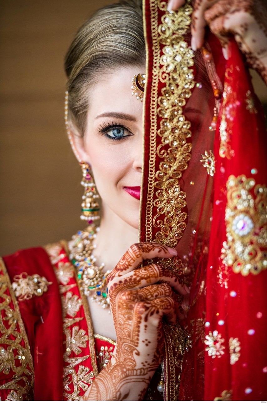Bride in Traditional Indian Bridal Lehenga 