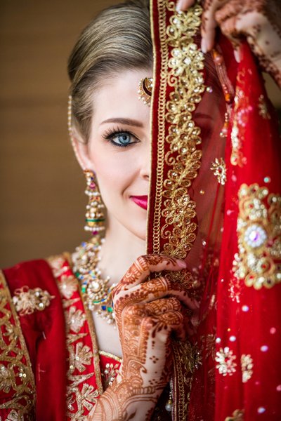 Bride in Traditional Indian Bridal Lehenga 