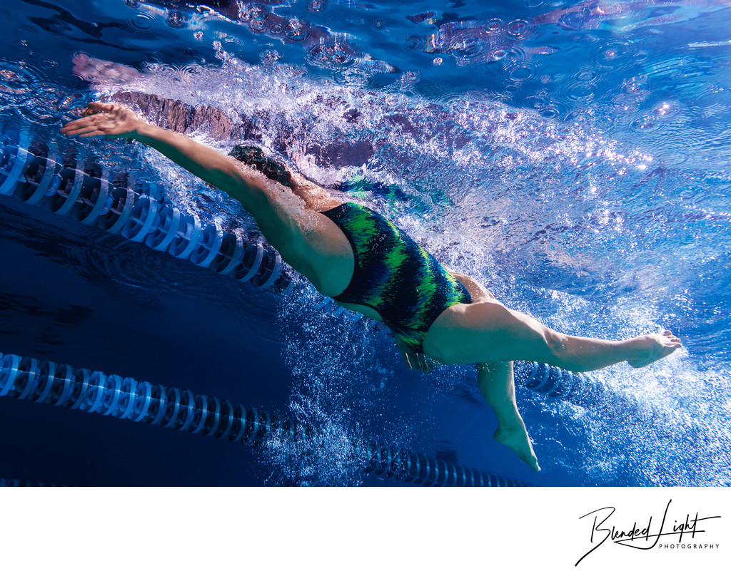 Low angle backstroke photograph from underwater