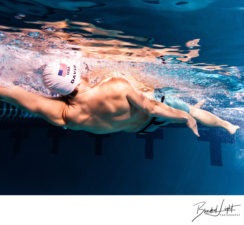 YMCA Swimmer Underwater demonstrating backstroke