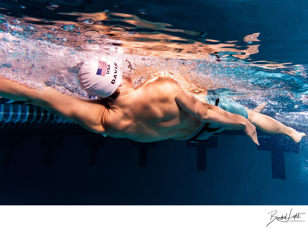 US Paralympic team member backstroking underwater