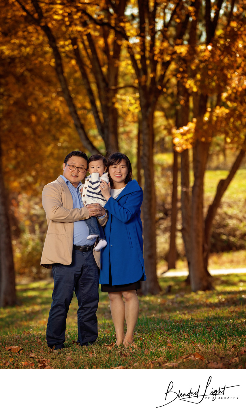 Fall background for family images at Museum of Art