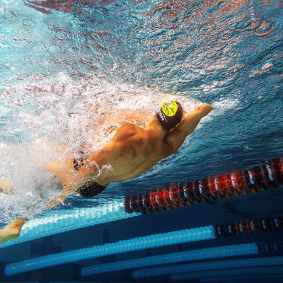 High School Senior swimmer backstroking image